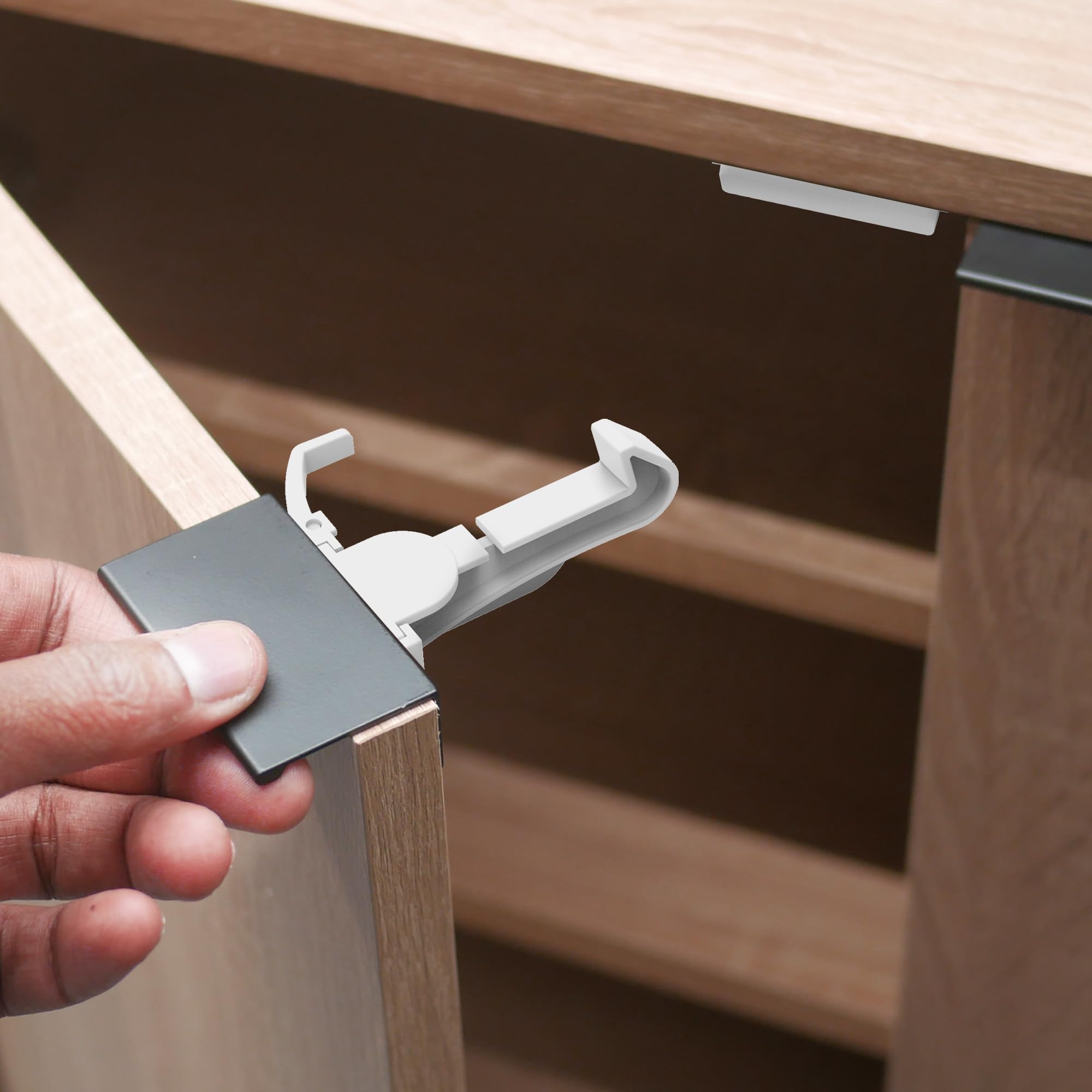 Heart of Tafiti invisible cabinet locks with on/off switch for discreet child safety
