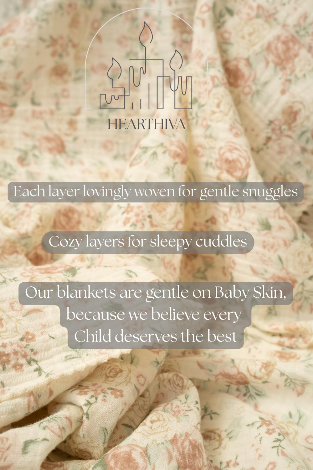 HEARTHIVA blanket in stroller-ready setup, lightweight fabric keeps baby comfortable.