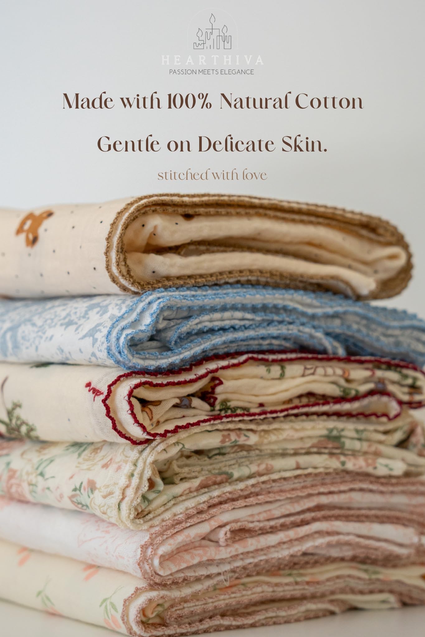 HEARTHIVA texture close-up highlights breathable weave and durable stitching.