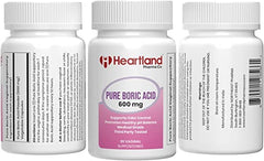 Heartland Pharma boric acid vaginal suppositories dose label shows precise dosage for consistency.