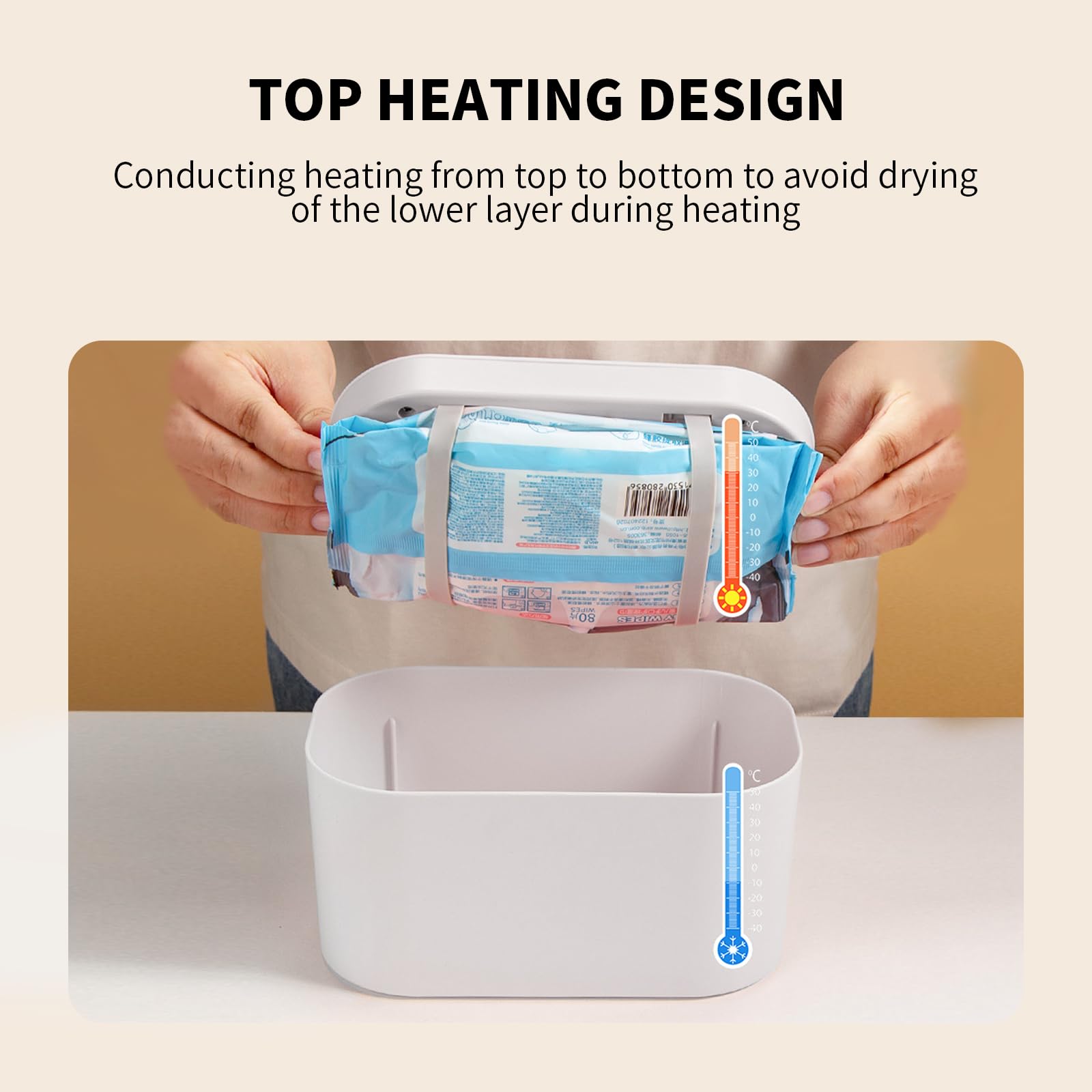Hebafri baby wipe warmer maintains constant warmth for reliable diaper time.