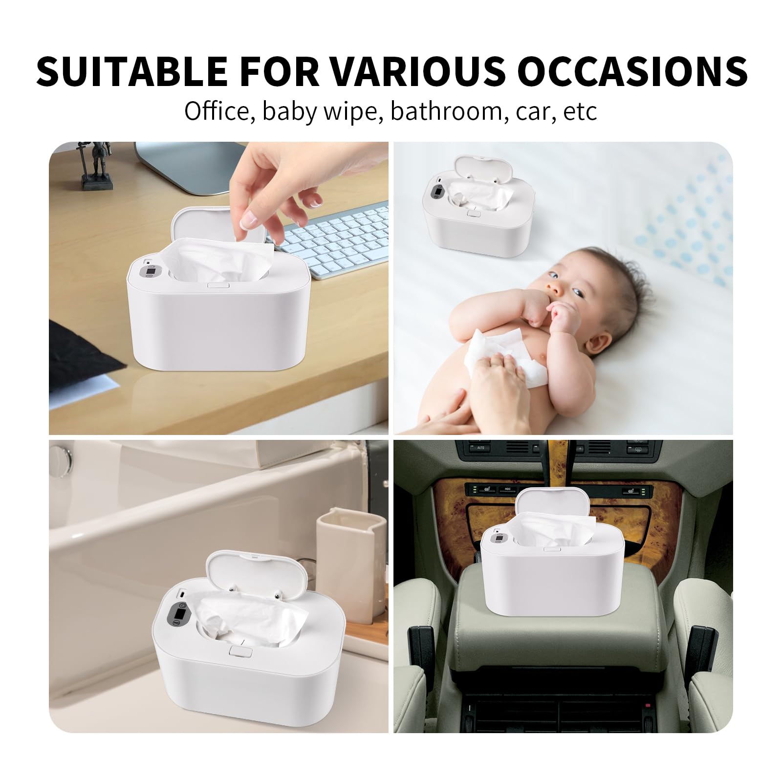 Hebafri baby wipe warmer uses USB power with safety features for flexible setup.