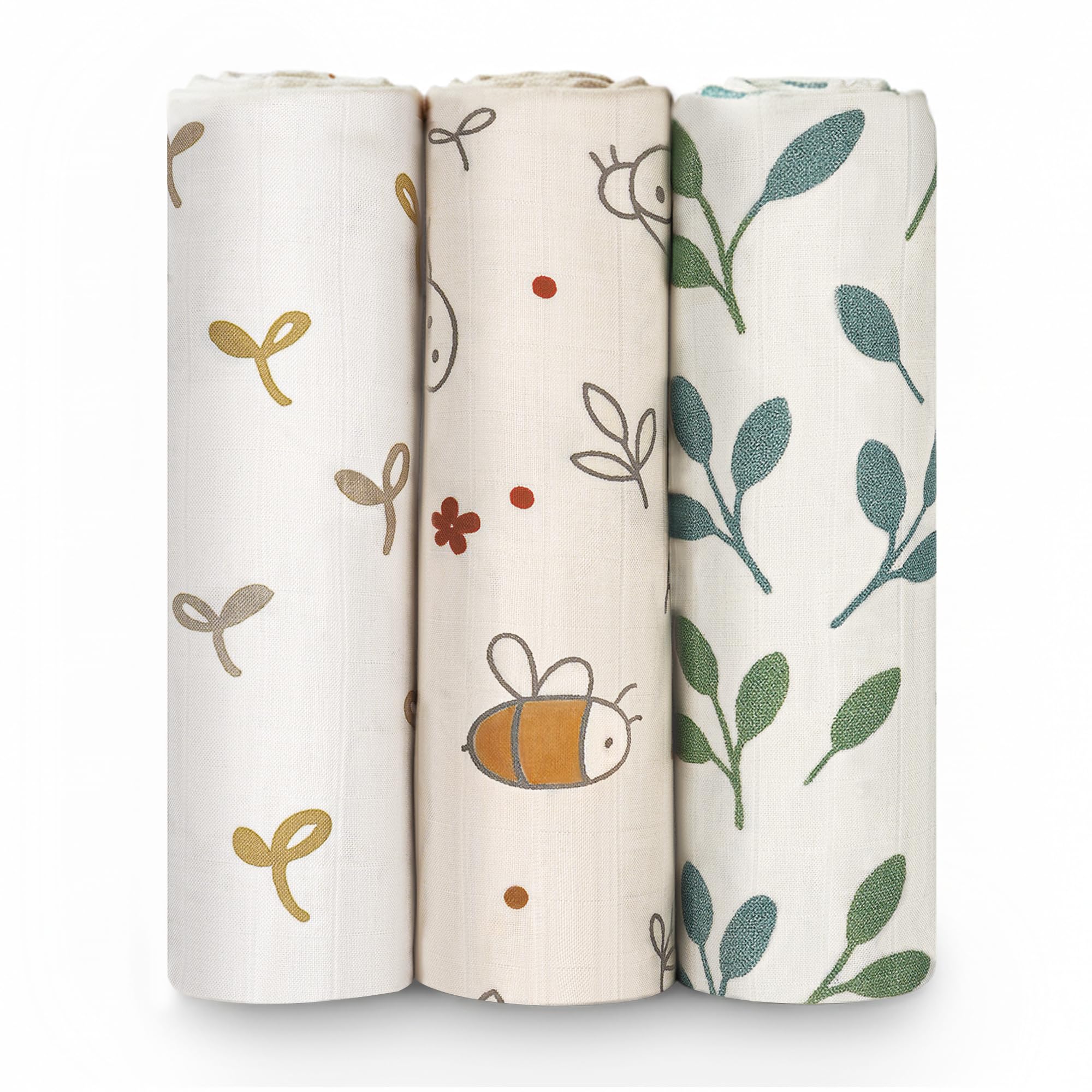HECCEI baby swaddle blanket close-up of soft bamboo cotton fabric for gentle warmth