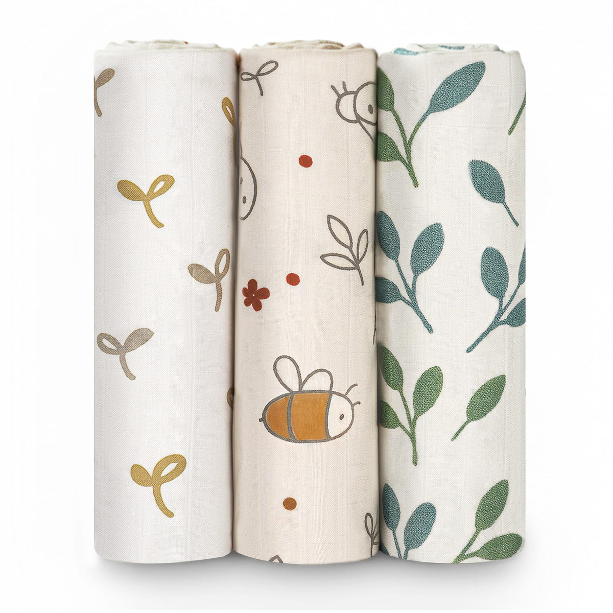 HECCEI baby swaddle blanket close-up of soft bamboo cotton fabric for gentle warmth