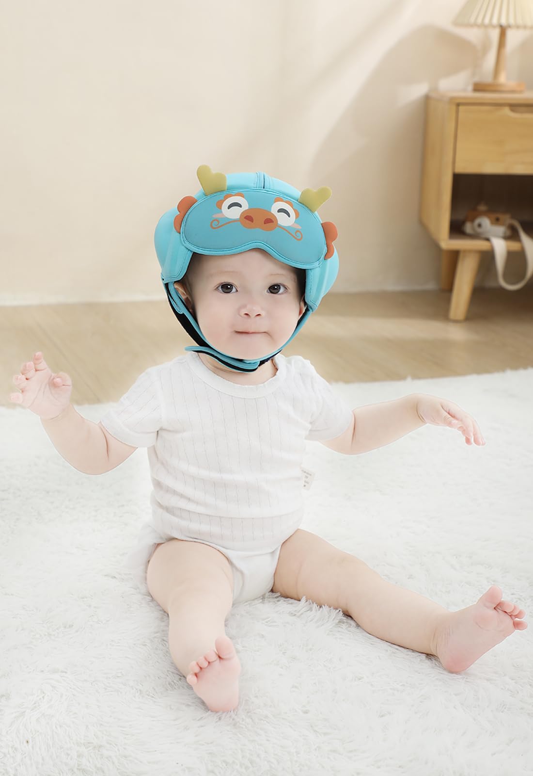 HECCEI Mambobaby dragon helmet adjustable strap for growing babies.