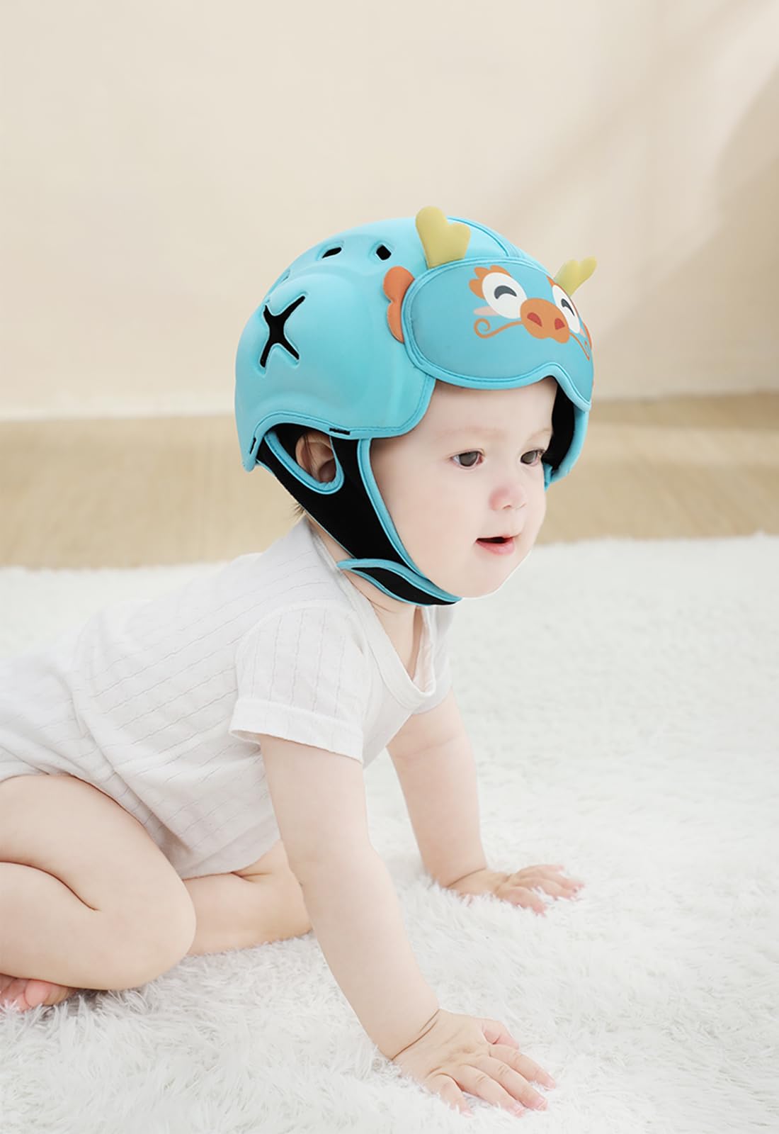 HECCEI Mambobaby dragon helmet breathable vents promote airflow and skin comfort.