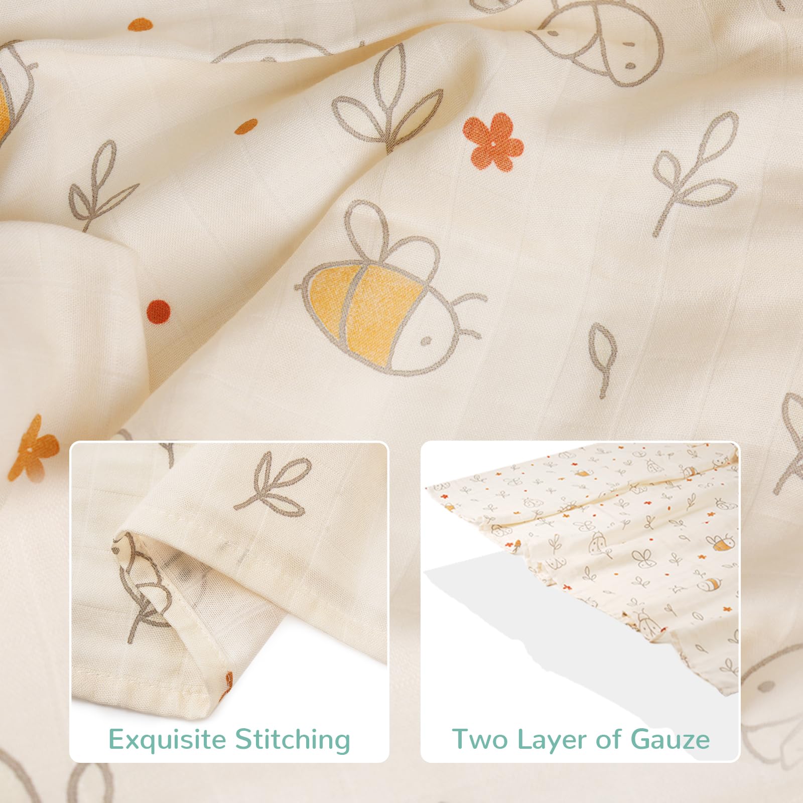 HECCEI muslin swaddle blanket machine-washable for busy parents.