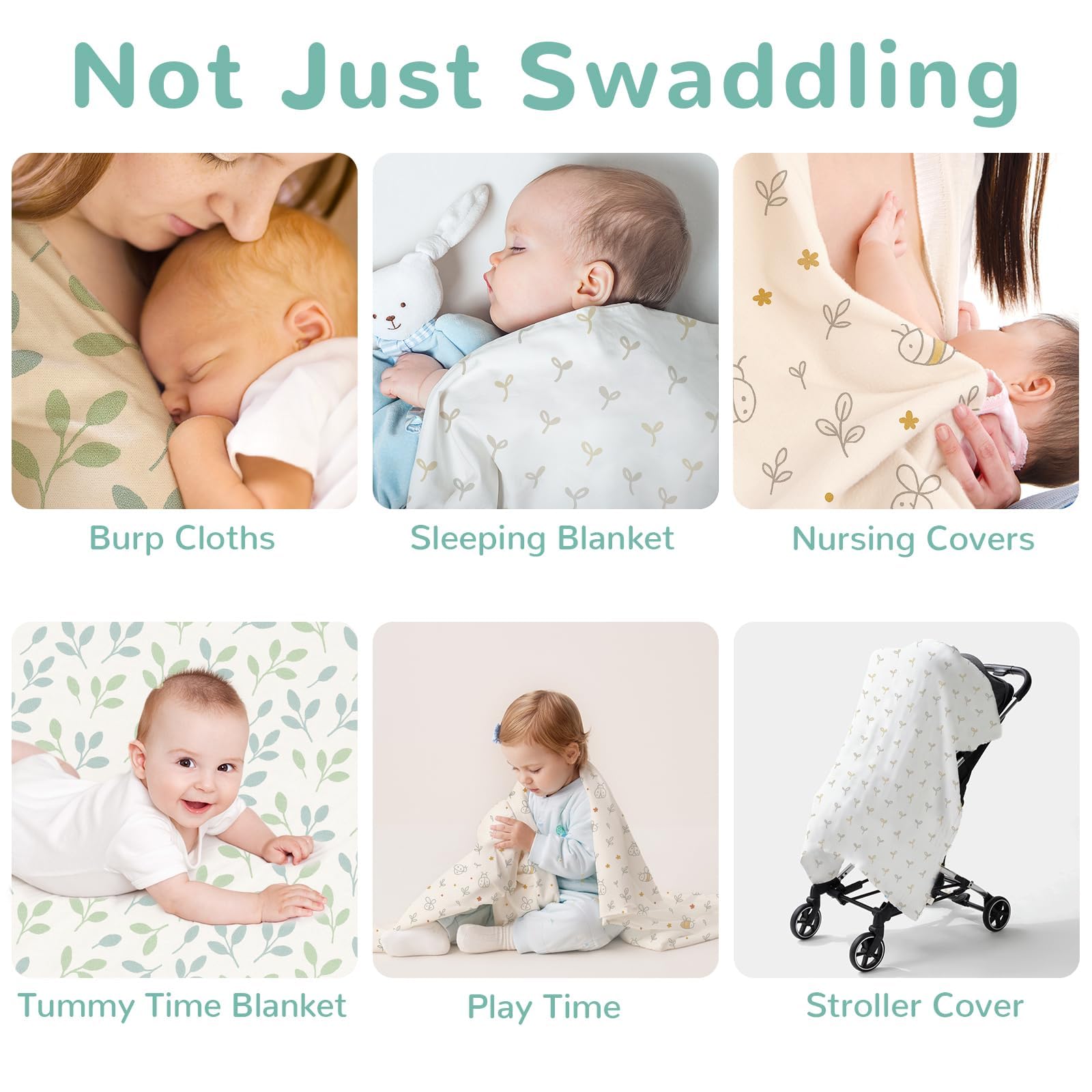 HECCEI swaddle blanket doubles as burp cloth for quick cleanups