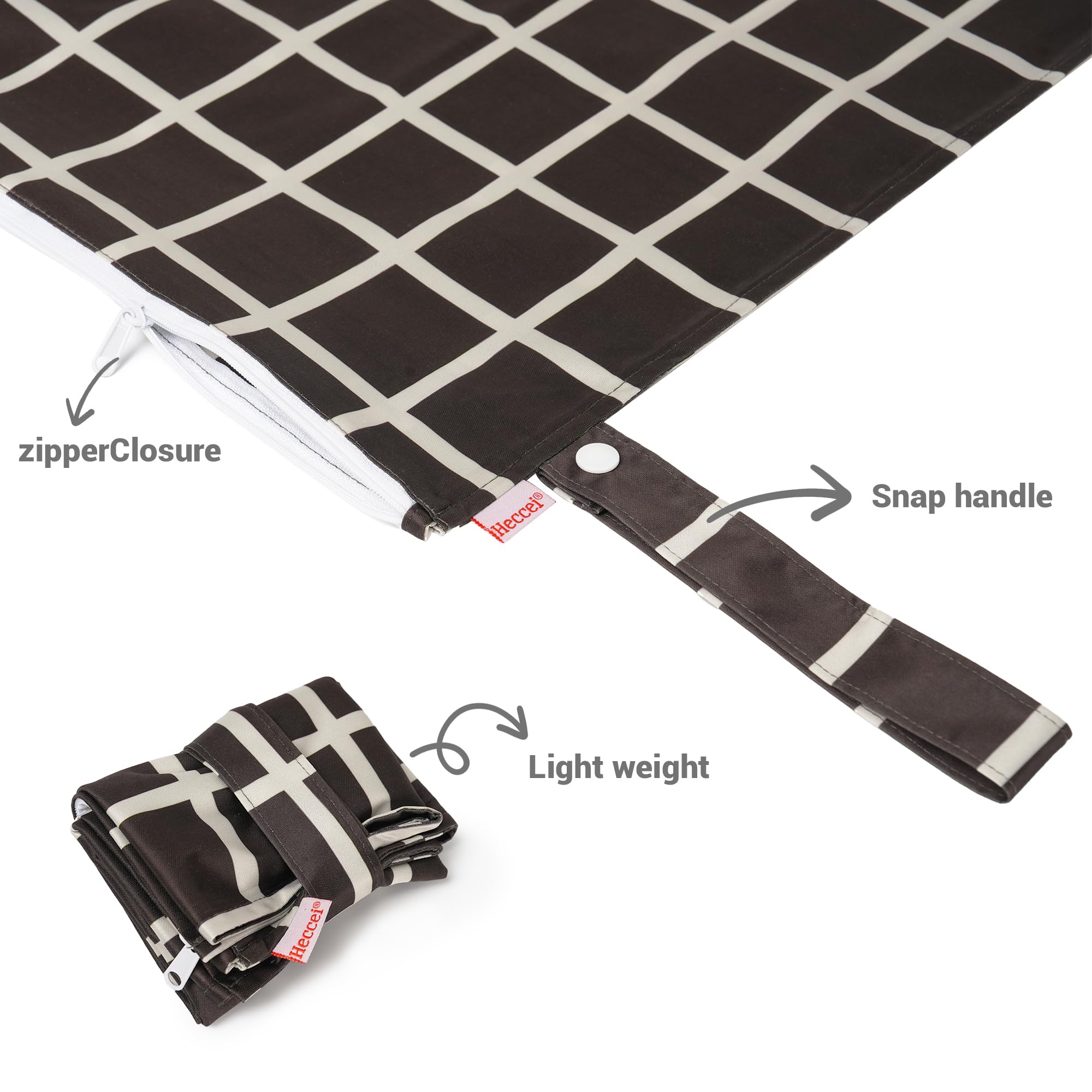 HECCEI Wet Dry Bag compact design fits in bags and purses.