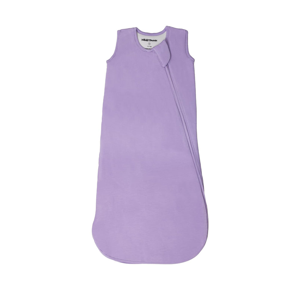 HEDSYOUHH 1.0 Tog purple sleep sack, breathable bamboo rayon, convenient two-way zipper for easy diaper changes.