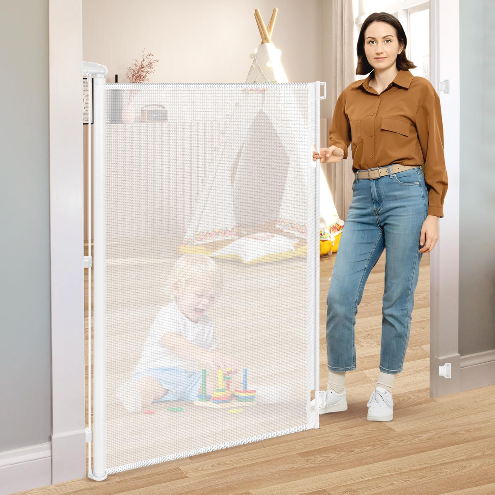 HEELALBABY 52in extra tall gate extended blocks climbing for babies and pets.
