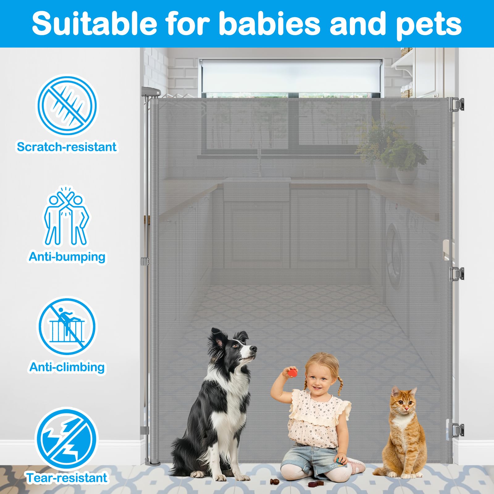 Baseboard-adjustable design reduces gaps for a snug fit on varied baseboards.