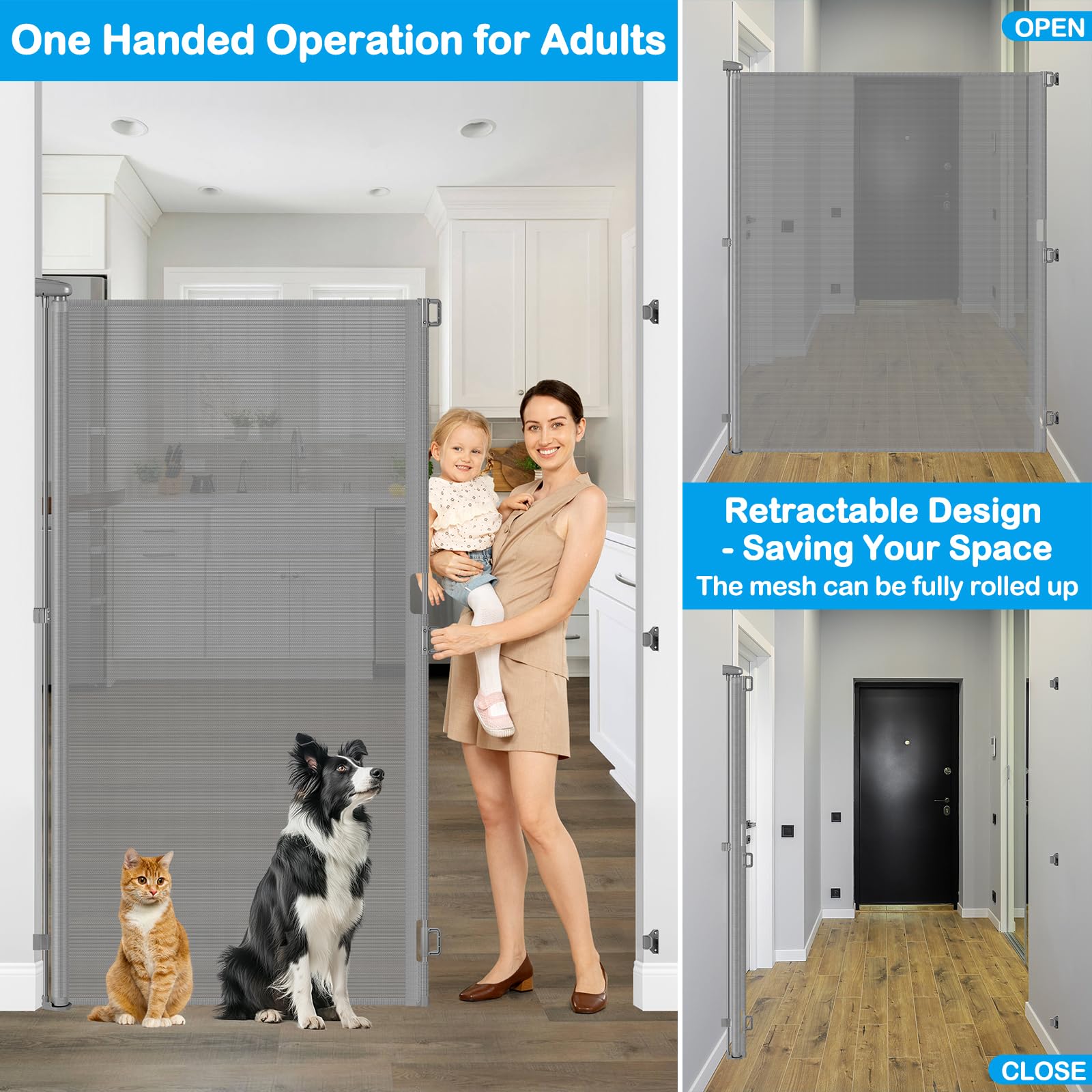 Extra tall height prevents jumping over by pets and toddlers.