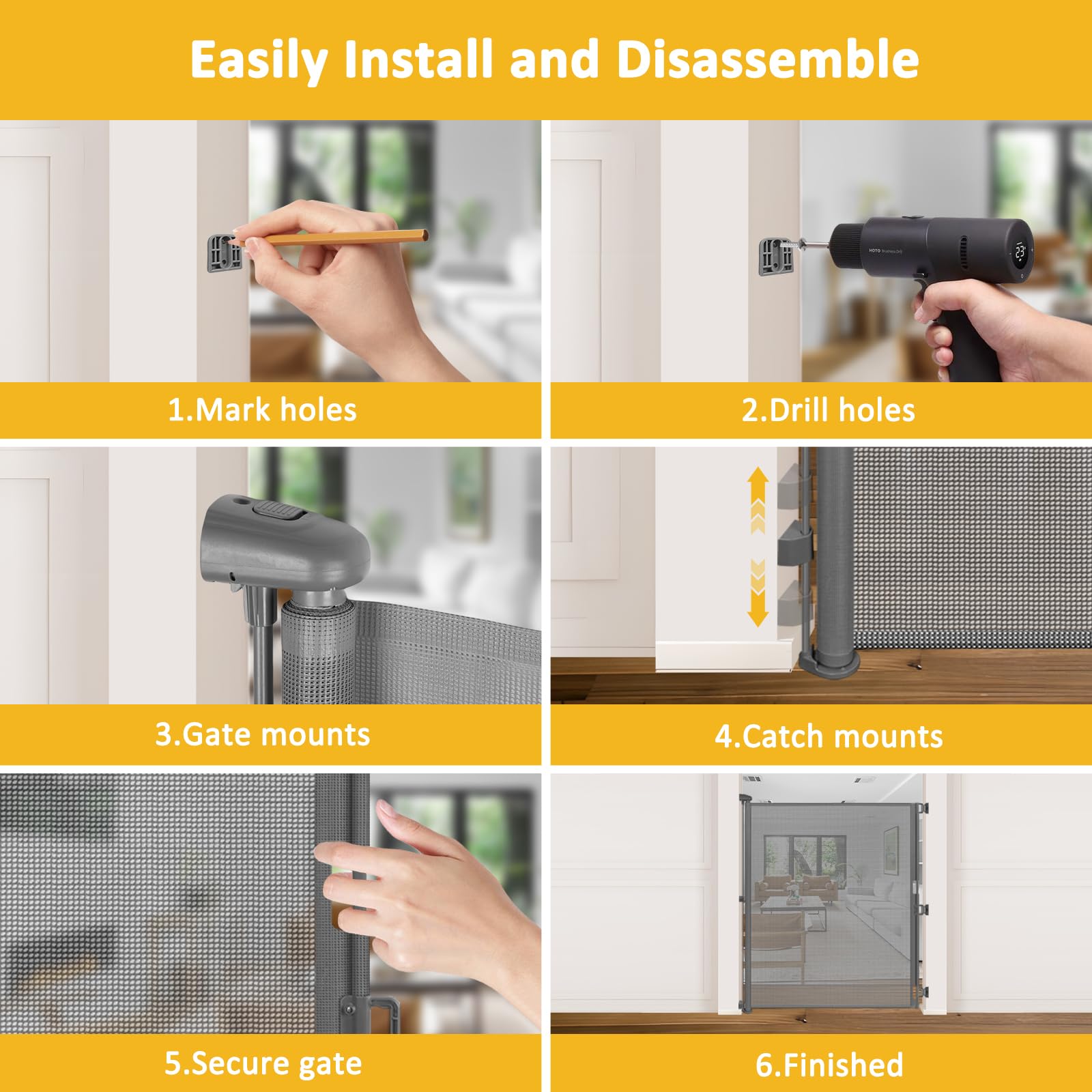 Durable mesh keeps pets contained without the rough edges of metal gates.