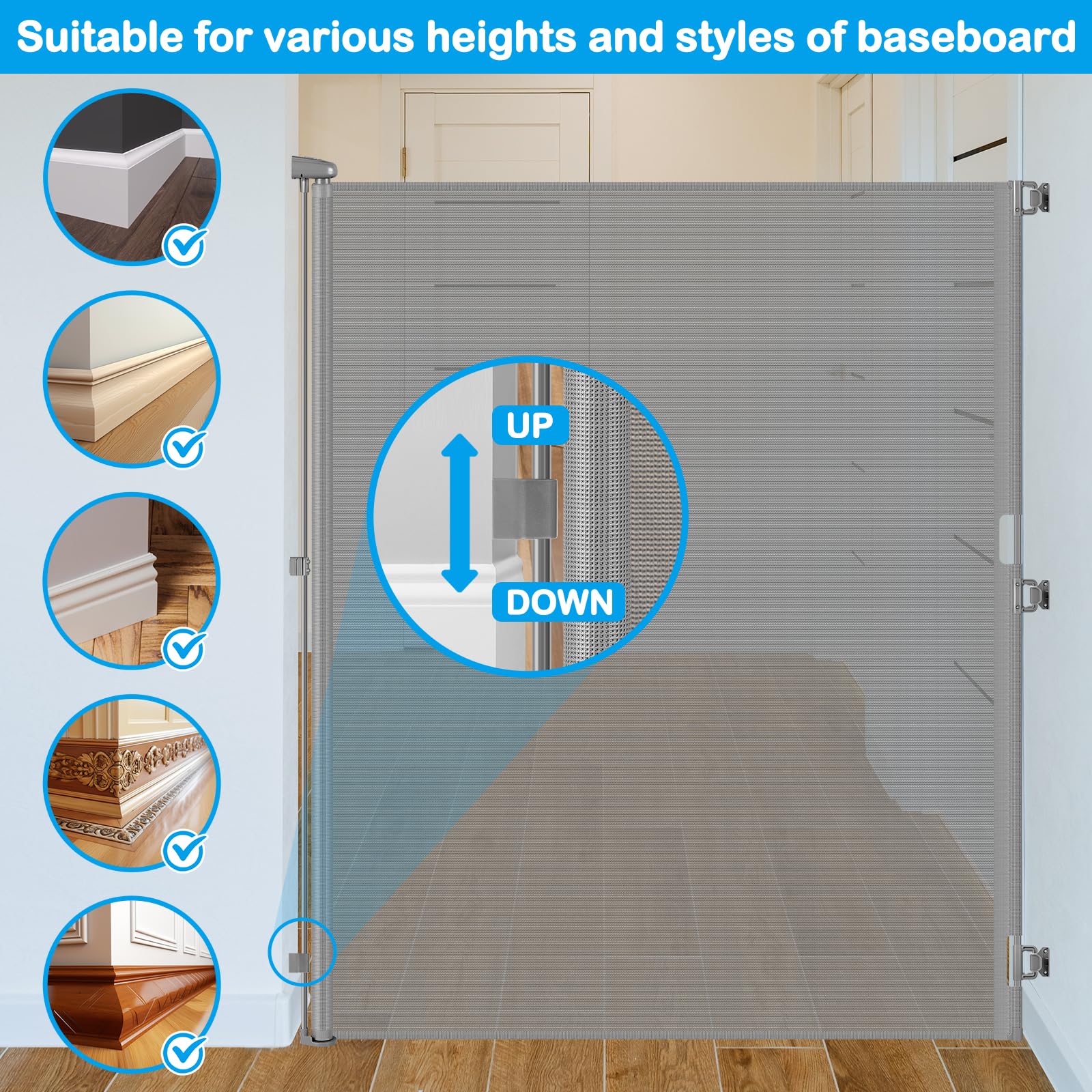 Wide 0-55 inch openings provide flexible doorway coverage for many layouts.