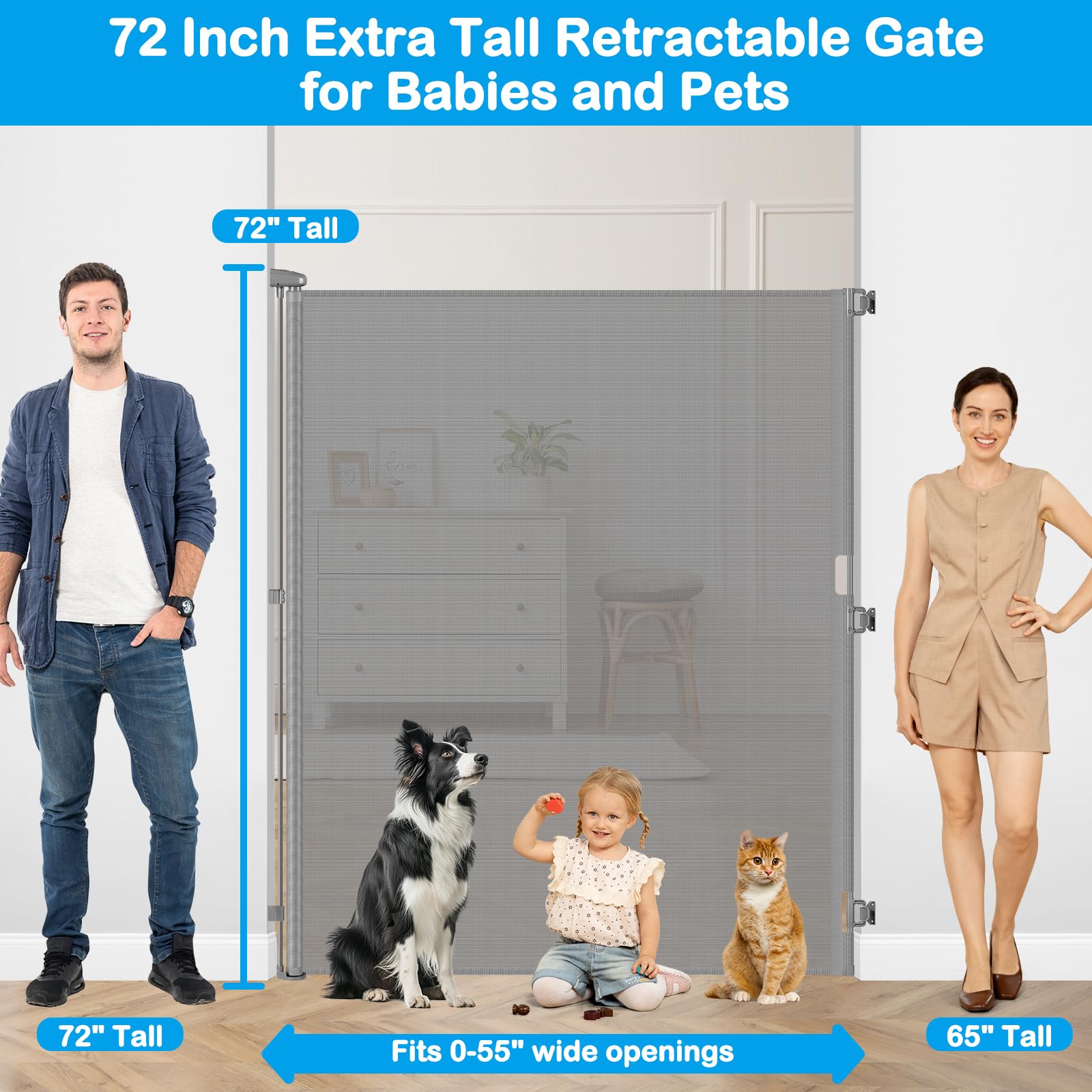 HEELALBABY mesh design with soft, scratch-resistant fabric protects walls and furniture.