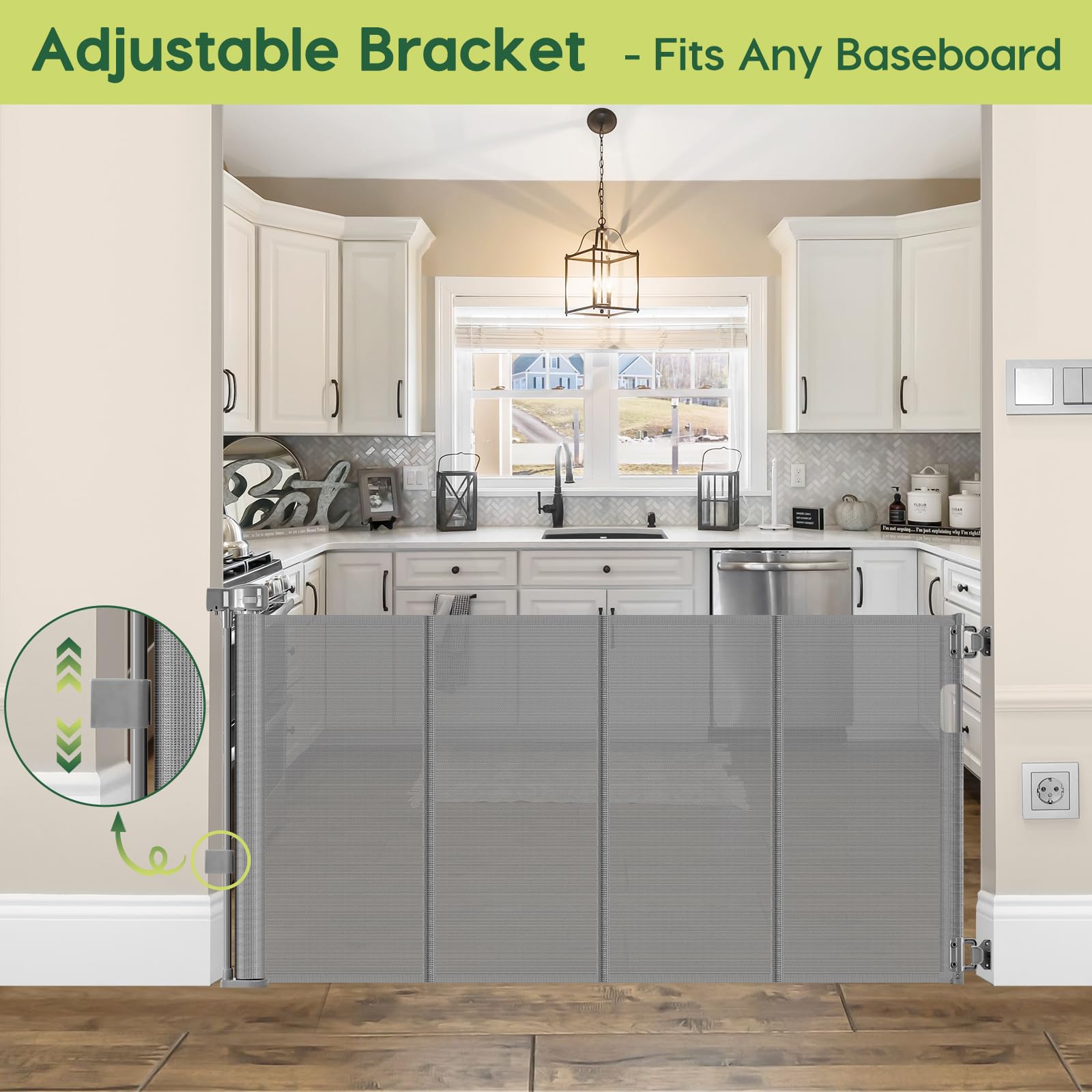 HEELALBABY adjustable baseboard brackets adapt to different wall profiles.