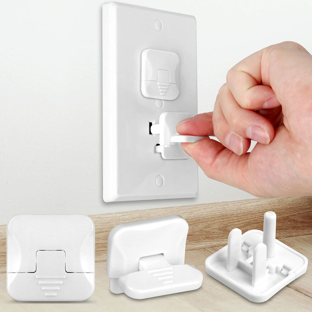 HEELALBABY hidden ring-pull outlet cover secures outlets while remaining child-friendly