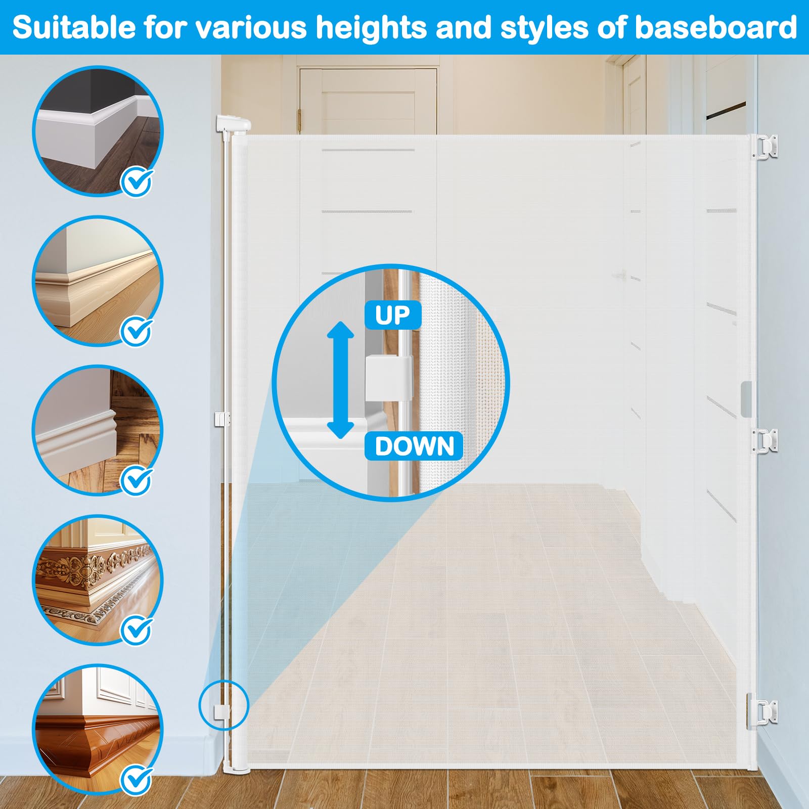 HEELALBABY kitchen doorway gate enables safe transitions between cooking and living areas.