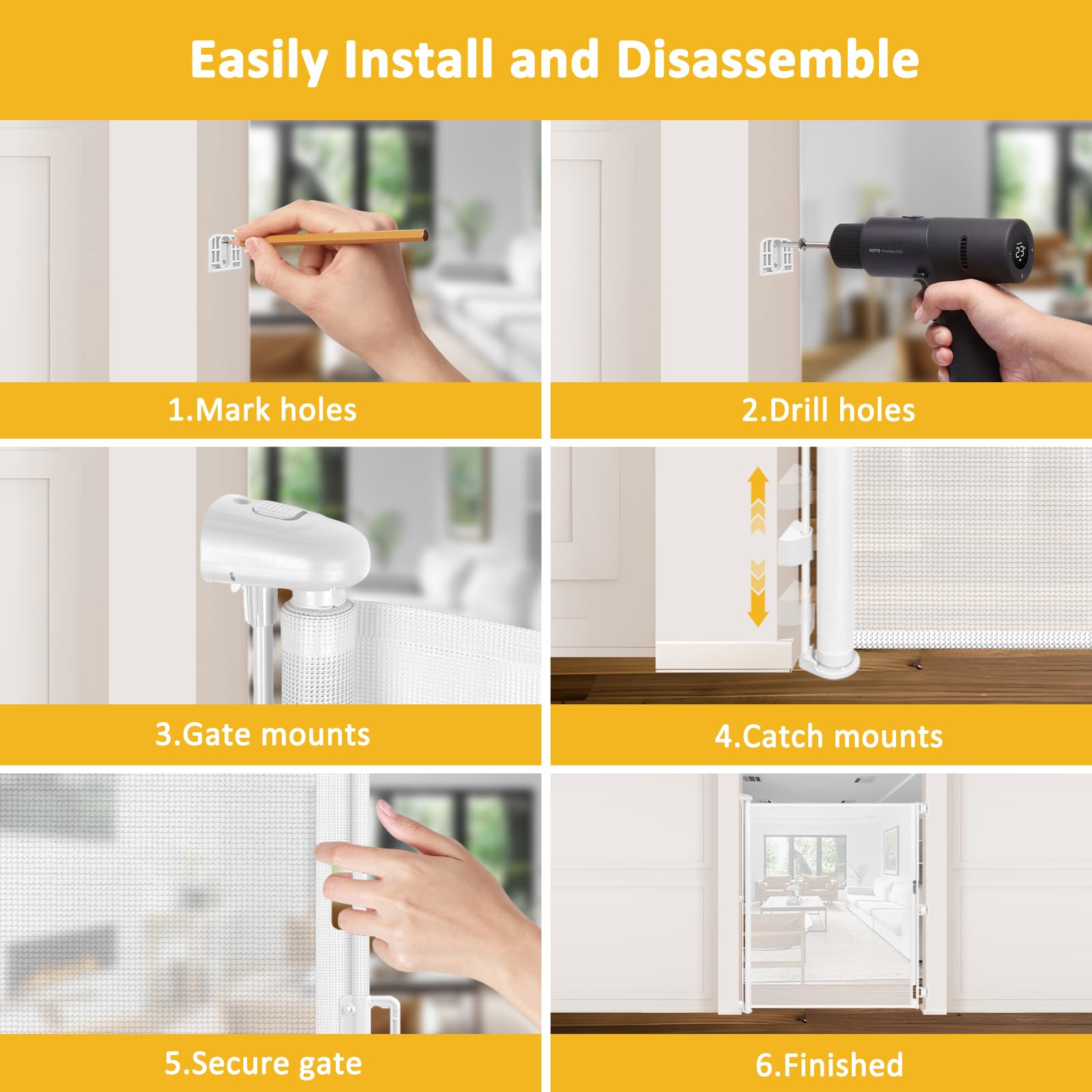 HEELALBABY patio-deck gate keeps pets secure in outdoor spaces.