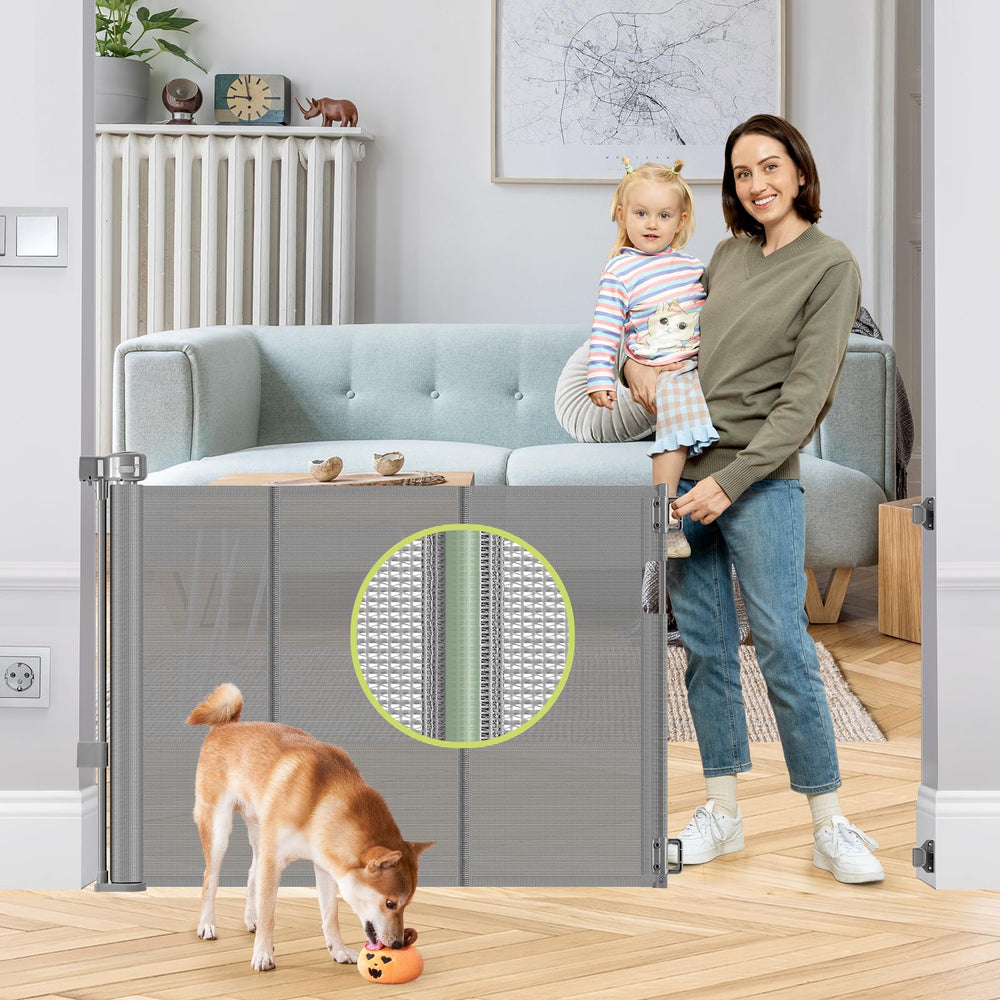 HEELALBABY reinforced 55-wide gate with support rods showcases sturdy doorway protection.