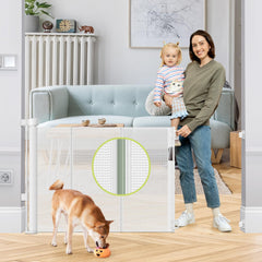 HEELALBABY reinforced 55inch gate extended in a wide doorway for secure containment