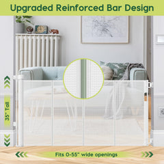 HEELALBABY reinforced 55inch gate retracted showing compact storage