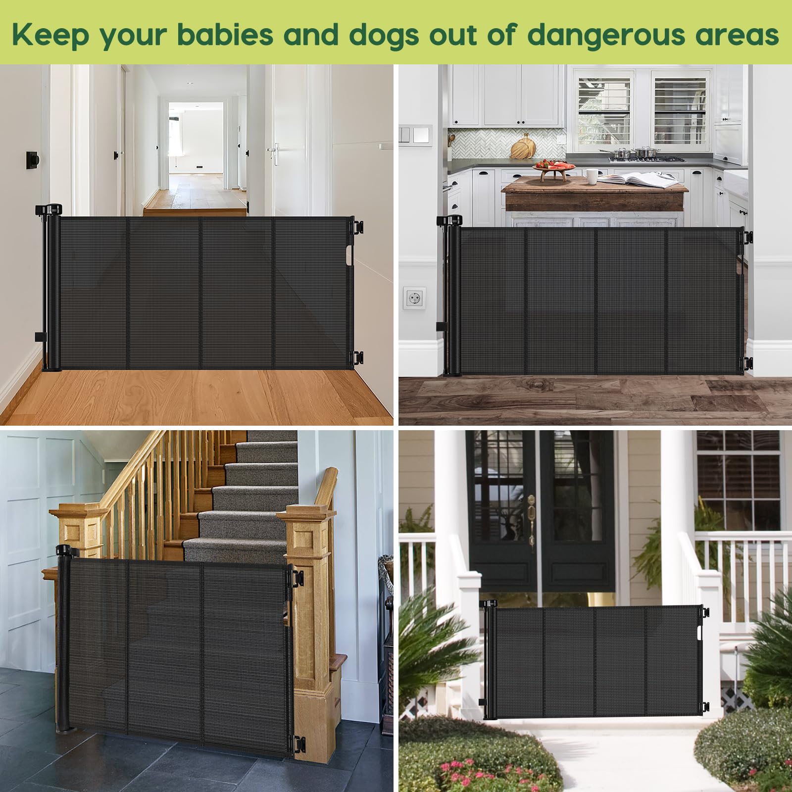 HEELALBABY 55-wide gate scratch-resistant mesh withstands curious play.