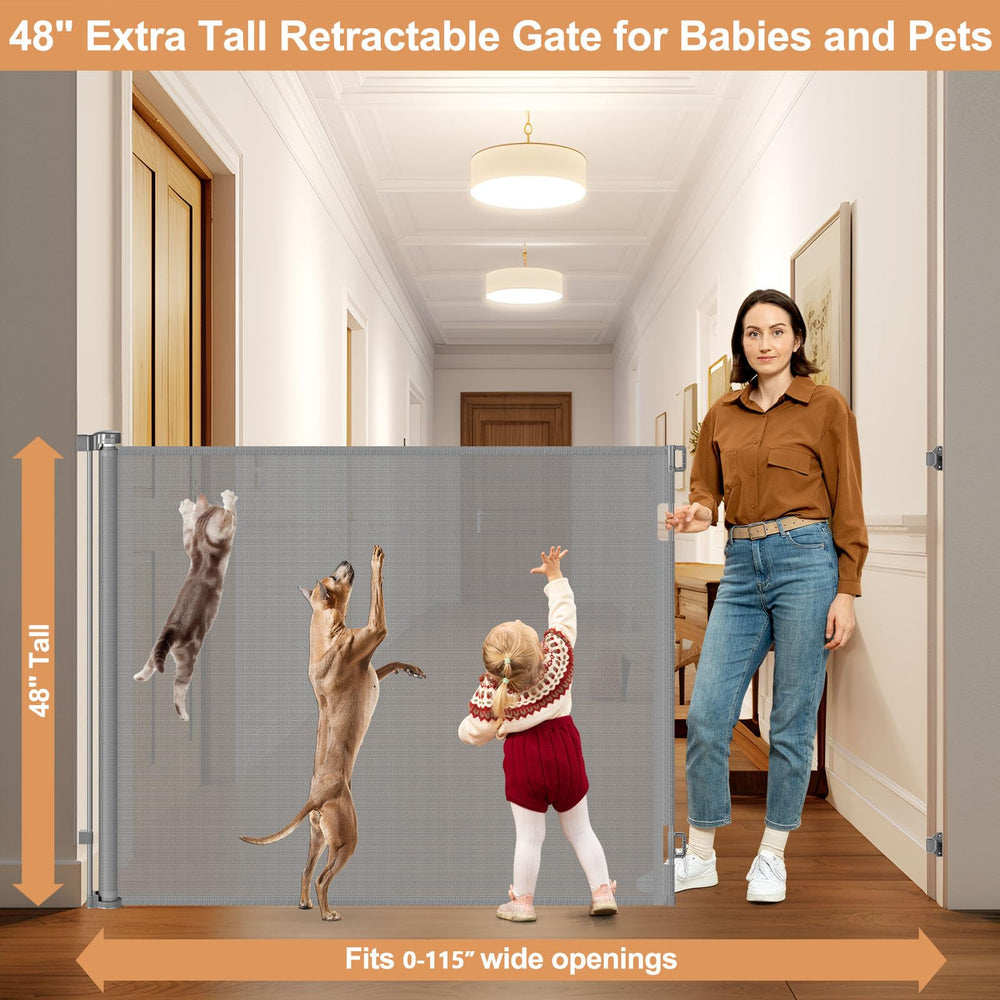 HEELALBABY retractable gate rolled up for compact storage