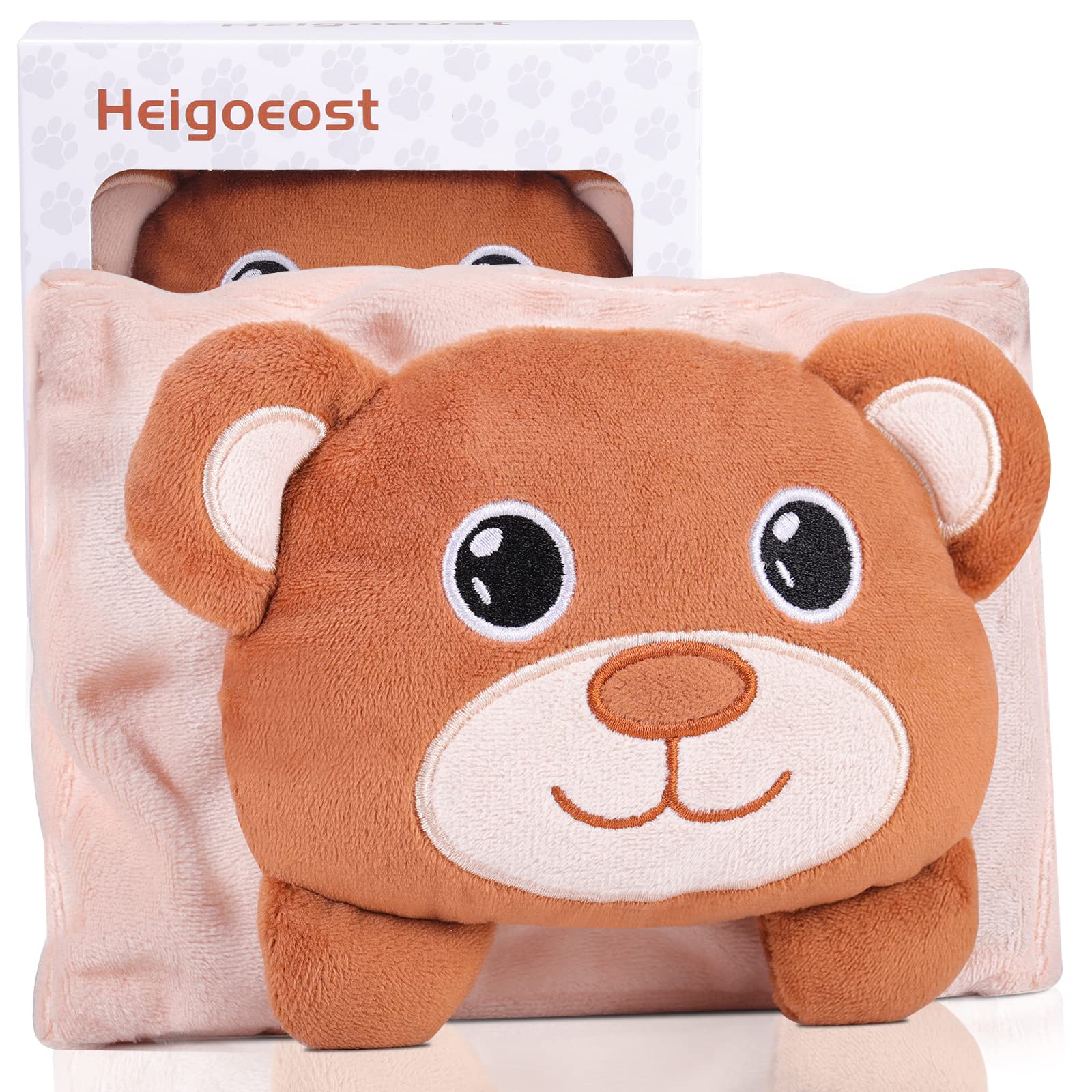 Heigoeost bear doll on colic belly band offers comforting distraction.