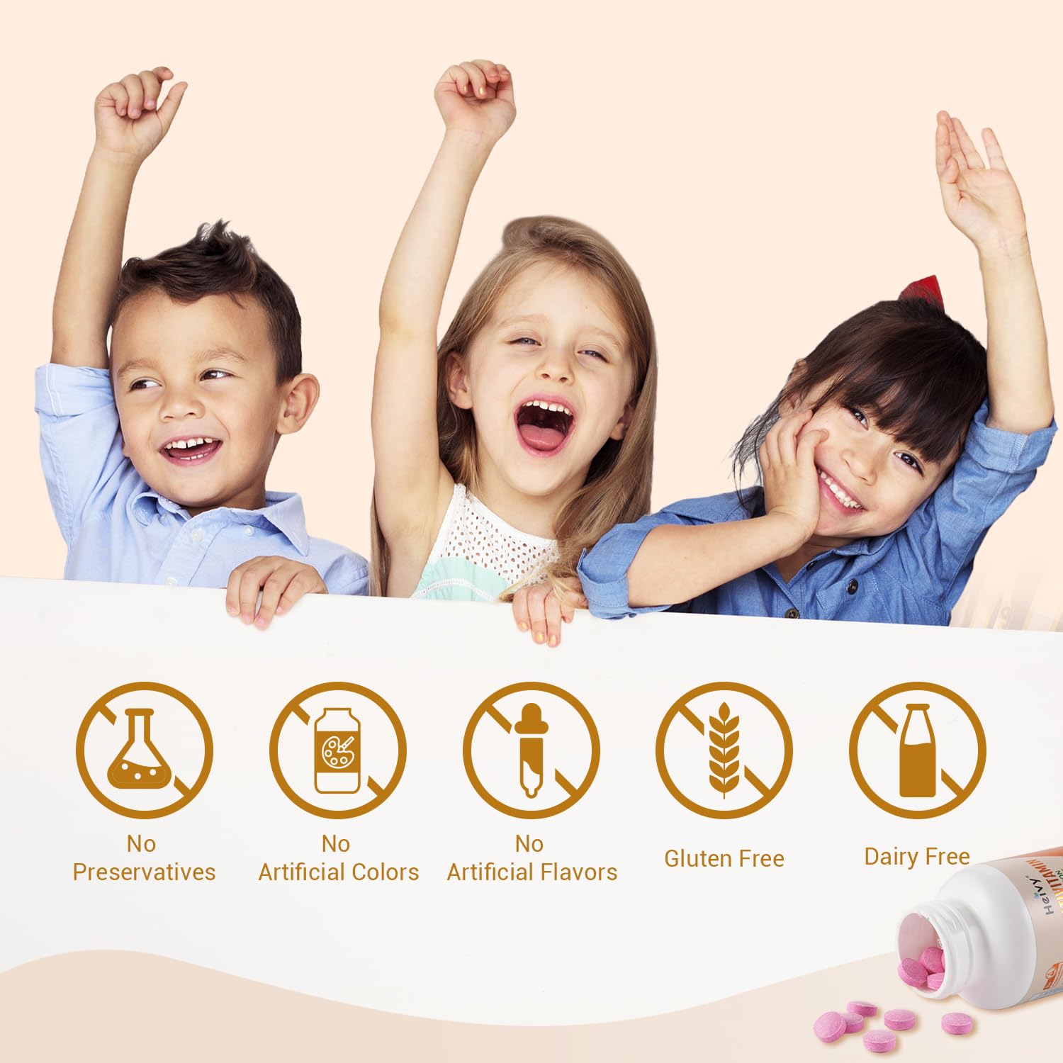 Heivy packaged multivitamin for kids growth promotes routine