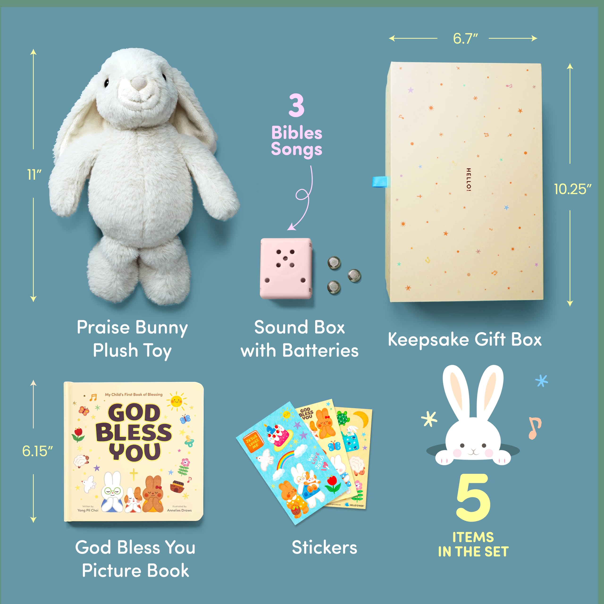 Hello 2 Kids Praise Bunny belly plays three songs for bedtime
