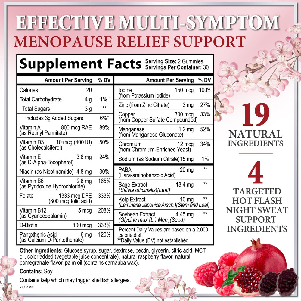Hello Lovely menopause gummies bottle back lists hormone-free non-GMO formula for gentle support.