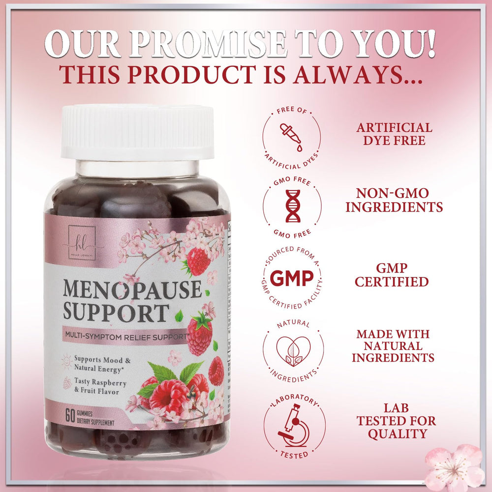Hello Lovely menopause gummies pour-jar shows convenient daily dose for busy mornings.
