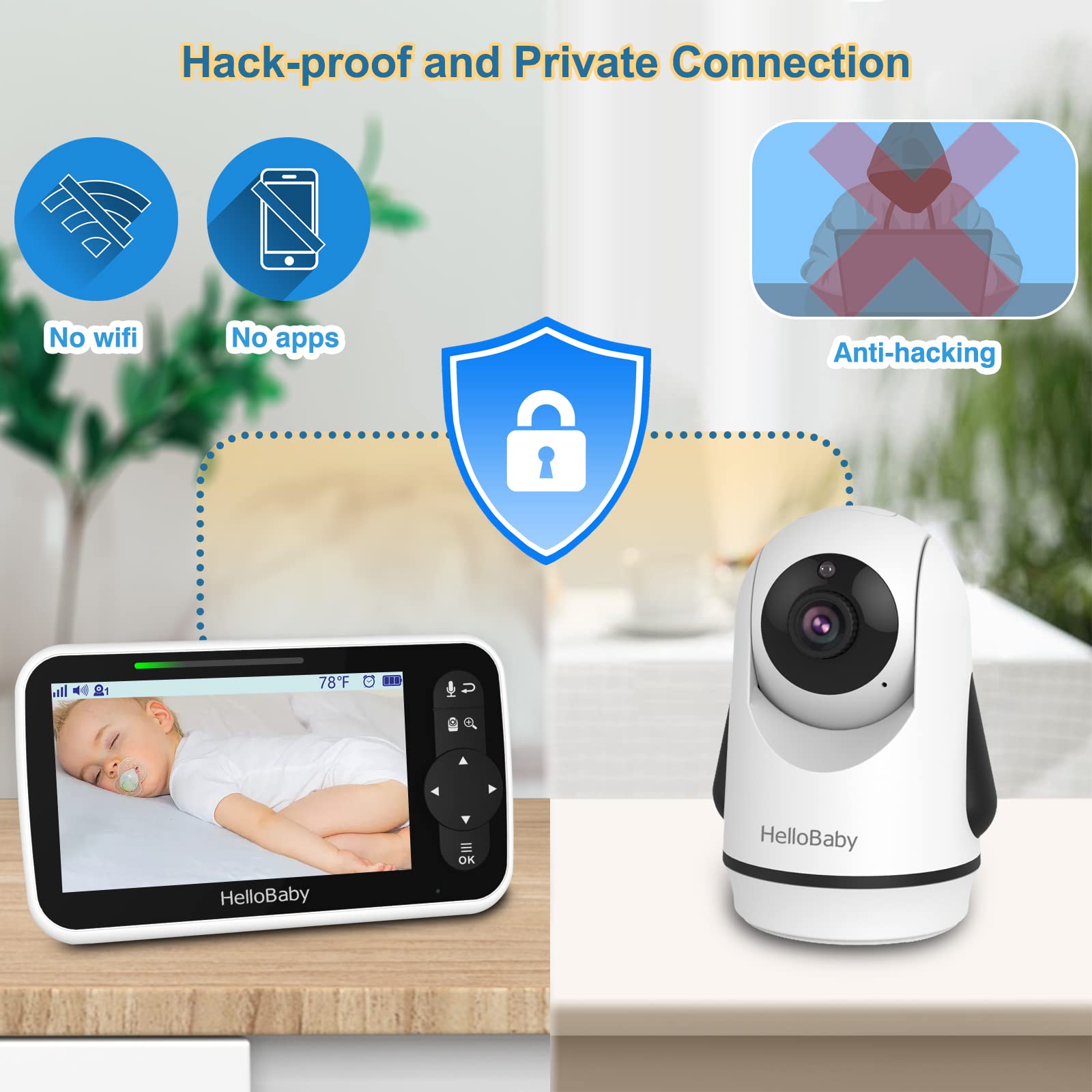 HelloBaby 2-way talk feature enabling real-time communication.