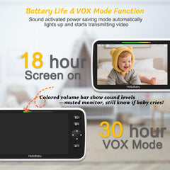 HelloBaby 30 hour battery for long monitoring and travel