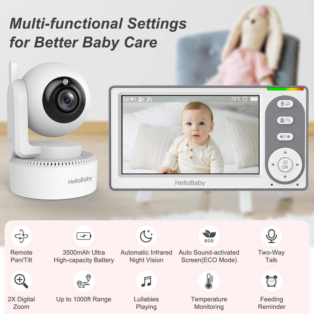 HelloBaby 3500mAh battery for up to 30 hours of monitoring.