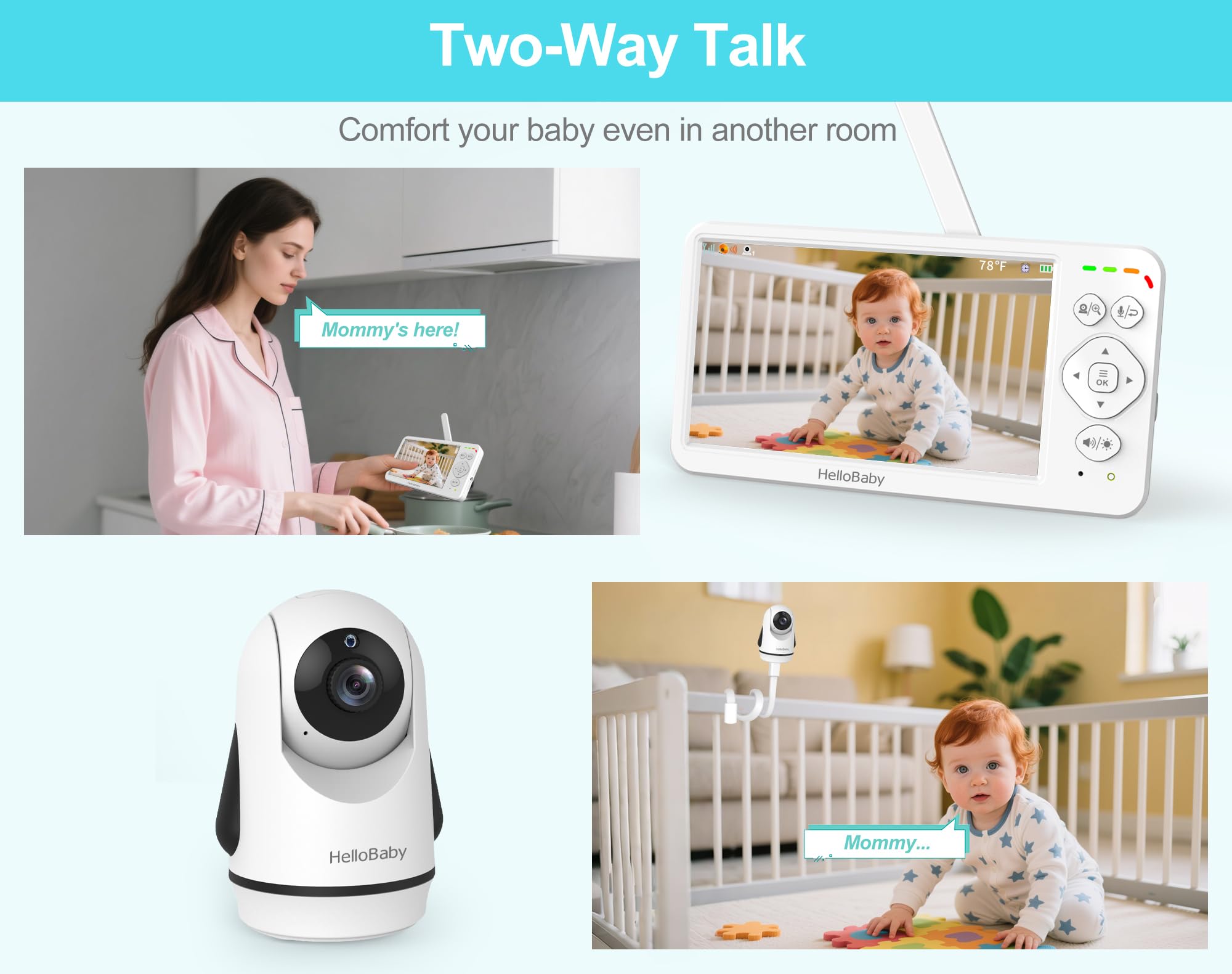 HelloBaby 4000mAh battery with ECO mode supports long use