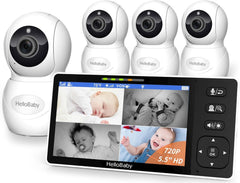 HelloBaby 5.5-inch HD baby monitor with split-screen view for twin monitoring