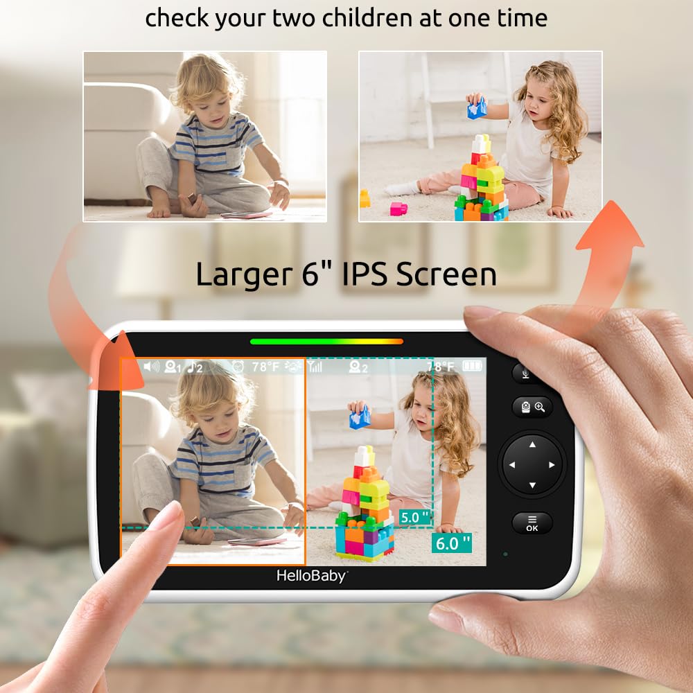 HelloBaby 6 inch IPS display provides clear wide view
