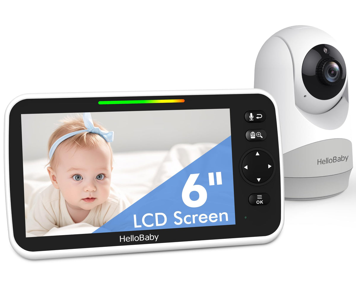 HelloBaby monitor with 6-inch screen delivers clear baby view from multiple angles for peace of mind