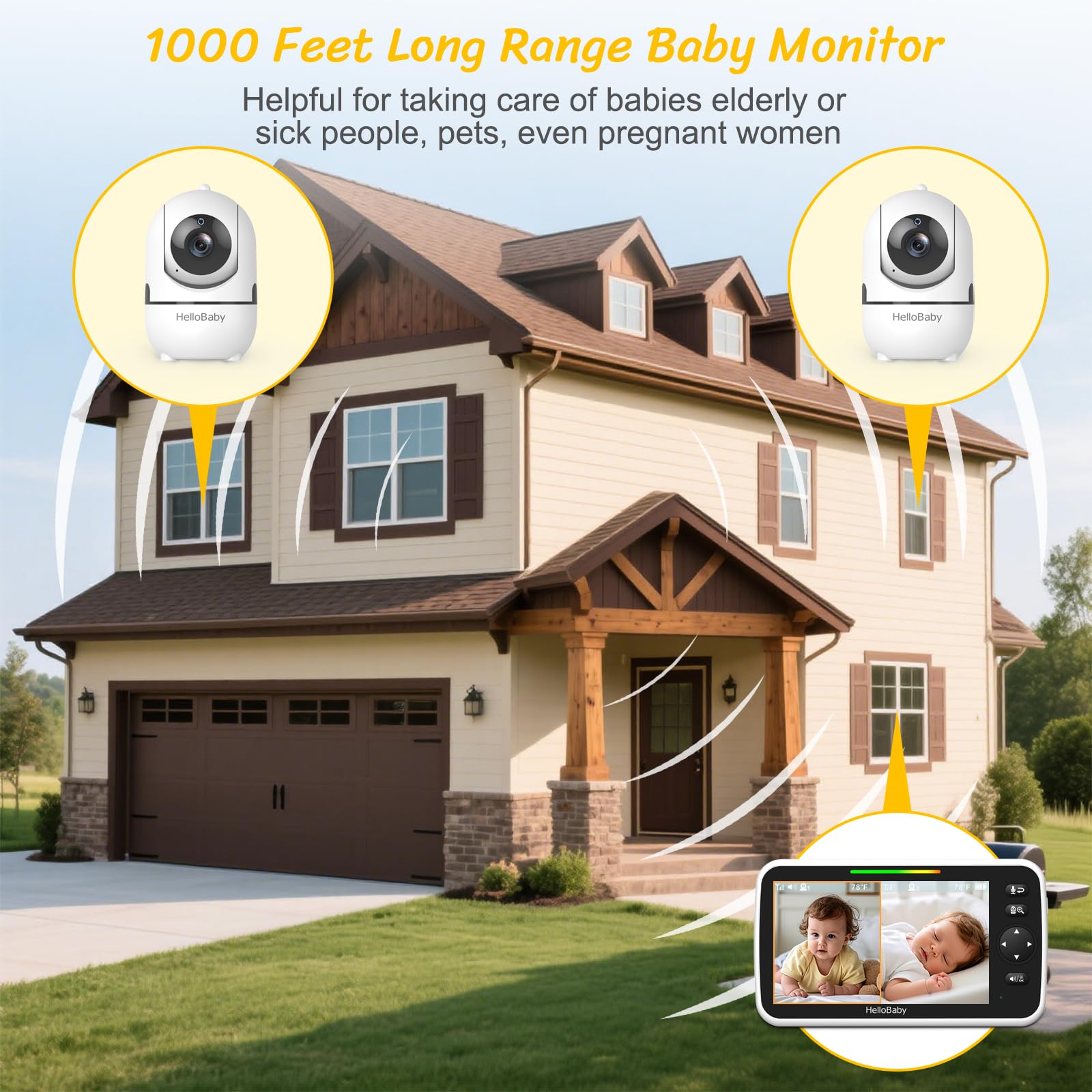 HelloBaby auto switch mode cycles between cameras for hands free awareness