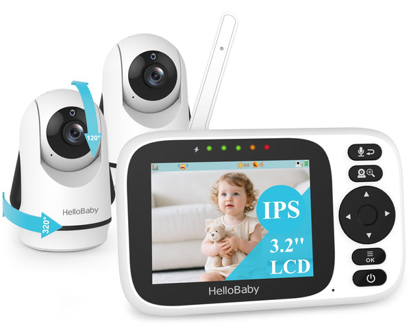 HelloBaby two-camera monitor with wide coverage for flexible room monitoring