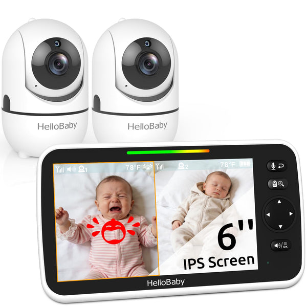 HelloBaby two camera monitor in split screen for twins