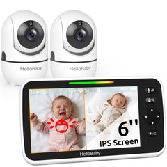 HelloBaby two camera monitor in split screen for twins