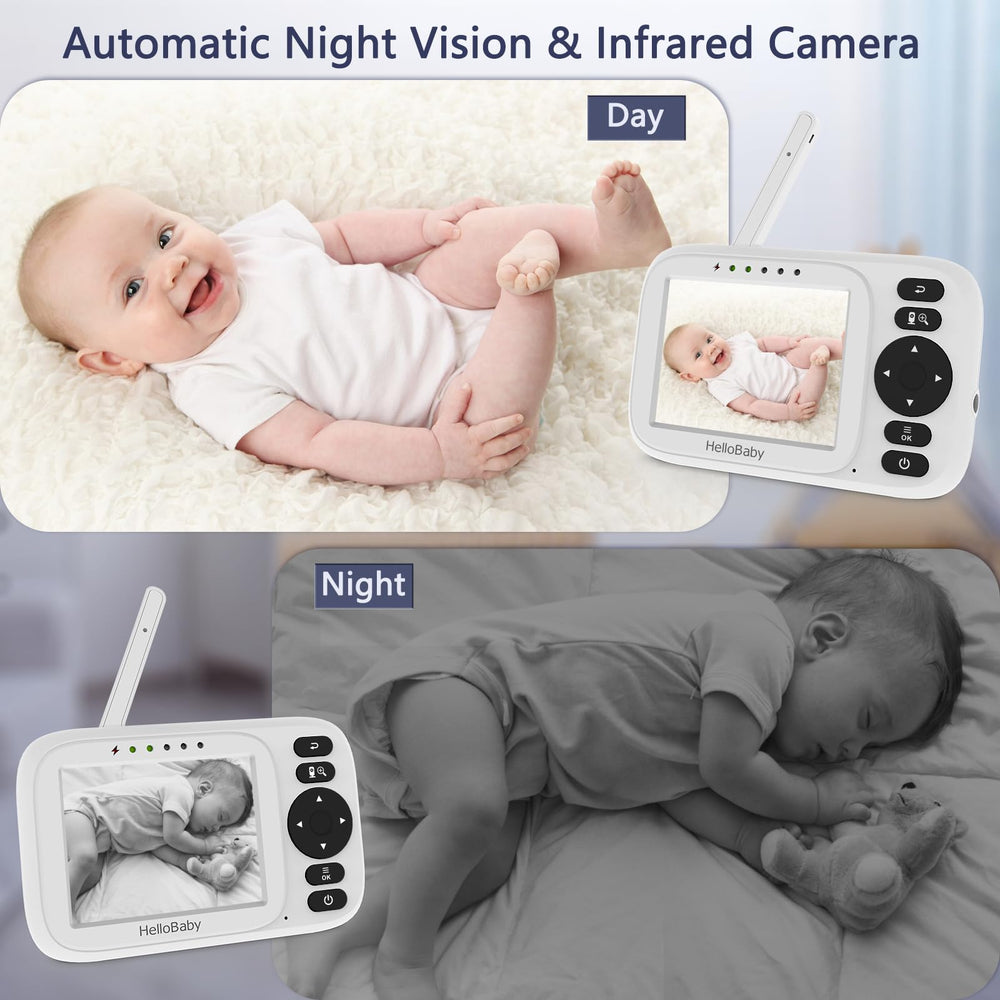 HelloBaby HB2438 night vision with clear grayscale images in low light