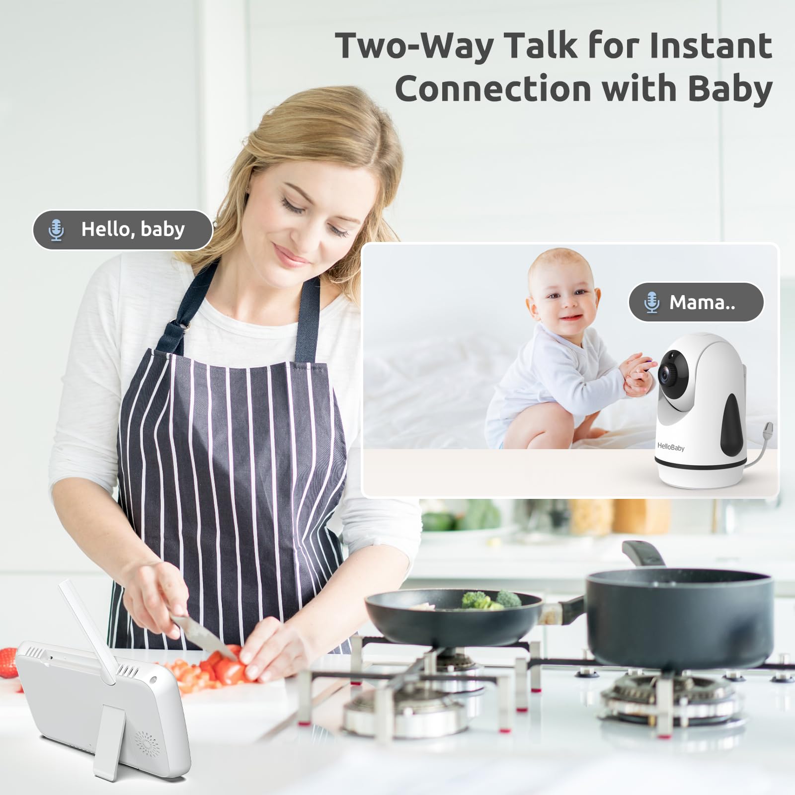 HelloBaby HB6351Plus-2 infrared night vision preserves clarity in darkness.