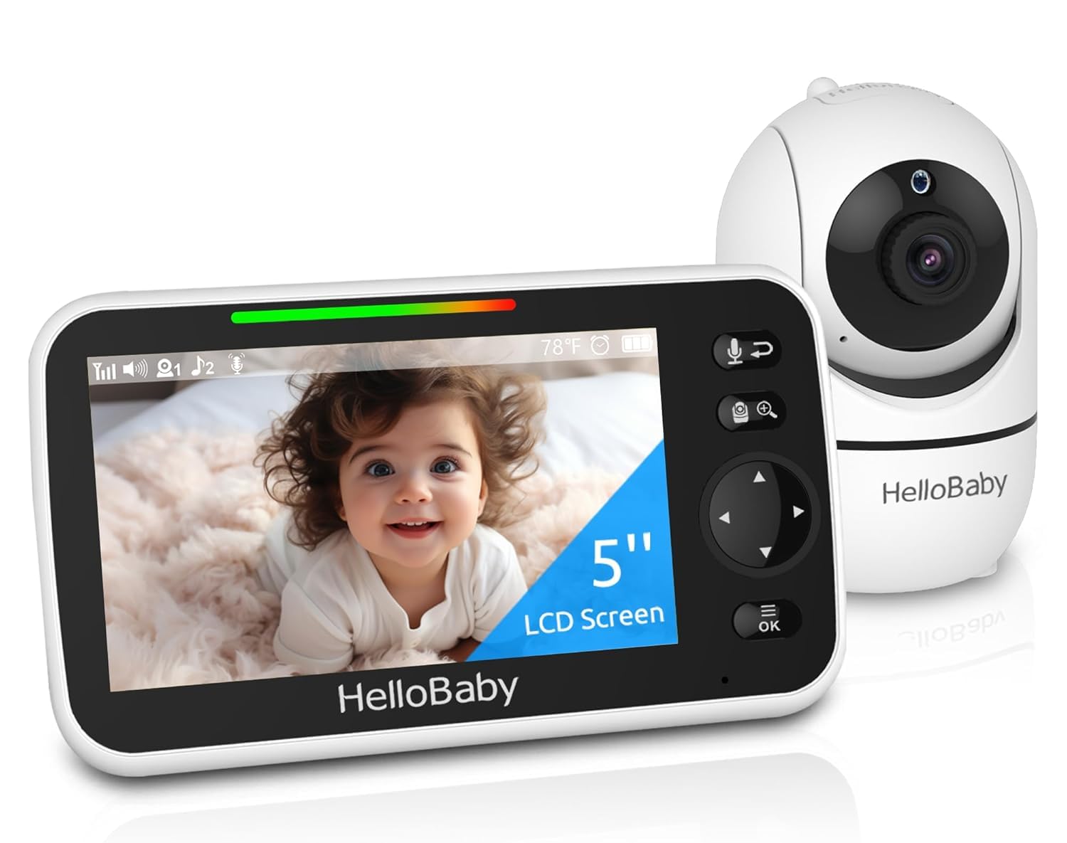 HelloBaby HB6550 with a 5-inch display for clear baby room viewing