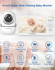 HelloBaby HB6560 355° pan and 120° tilt provide full room coverage.