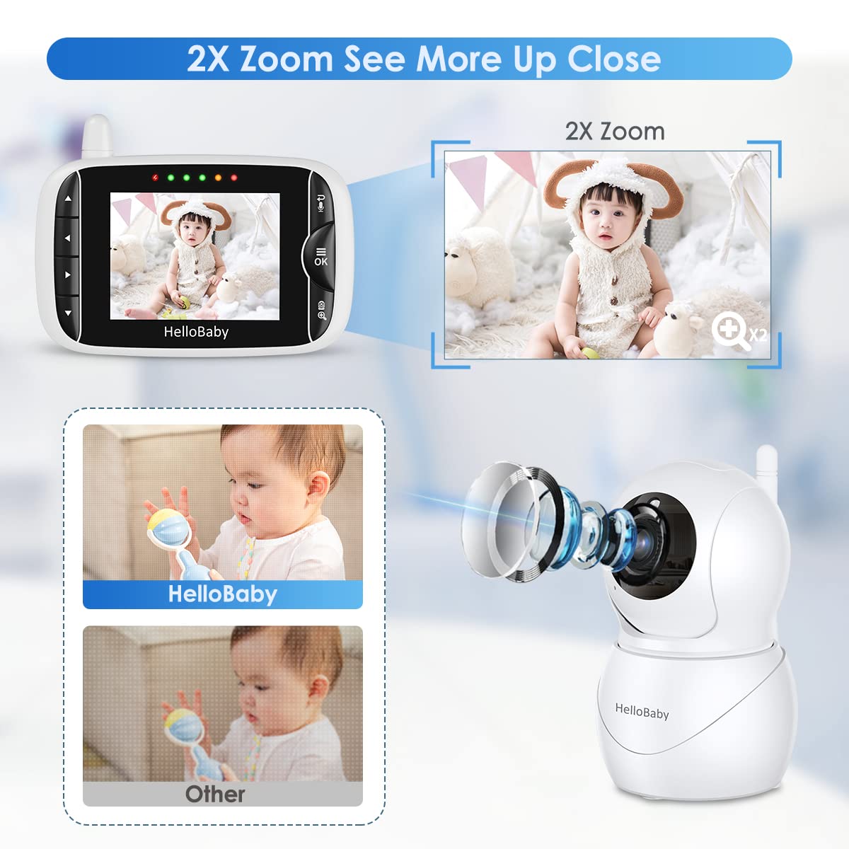 HelloBaby HB66pro-2 night vision image demonstrates clear greyscale footage in darkness for safe nighttime checks